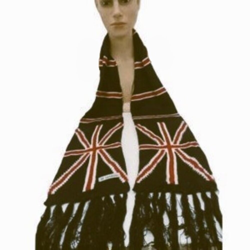 *𝓥𝓲𝓷𝓽𝓪𝓰𝓮 𝐒𝐨𝐫𝐫𝐢𝐝𝐞𝐫𝐞 Union Jack UK Flag Knit Muffler Scarf 🔵🔴⚪